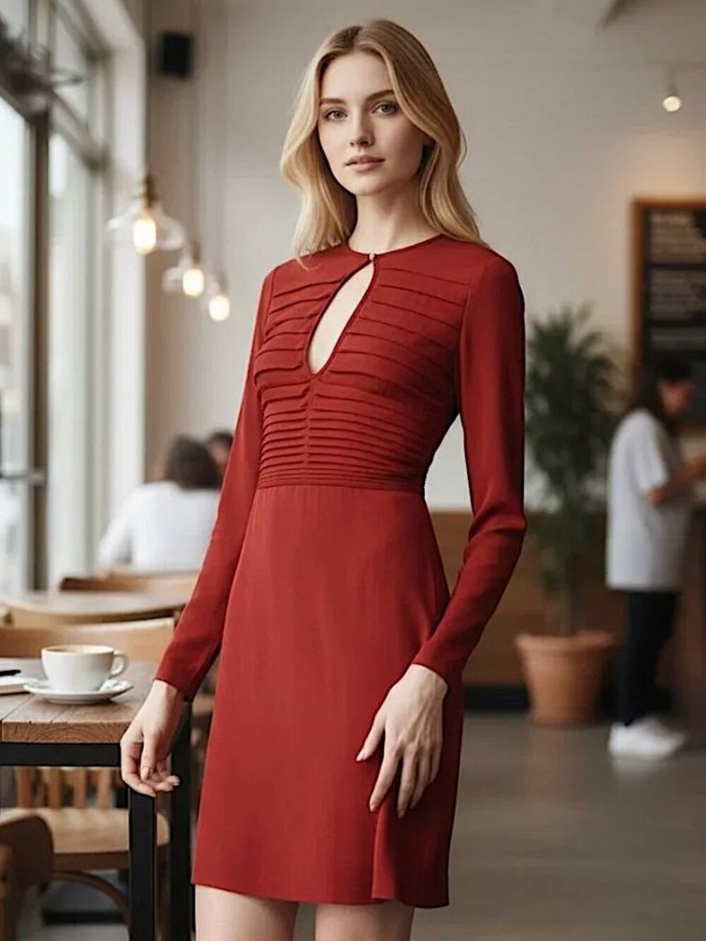 DIANE VON FURSTENBERG Kimian Silk Pintucked Keyhole Dress